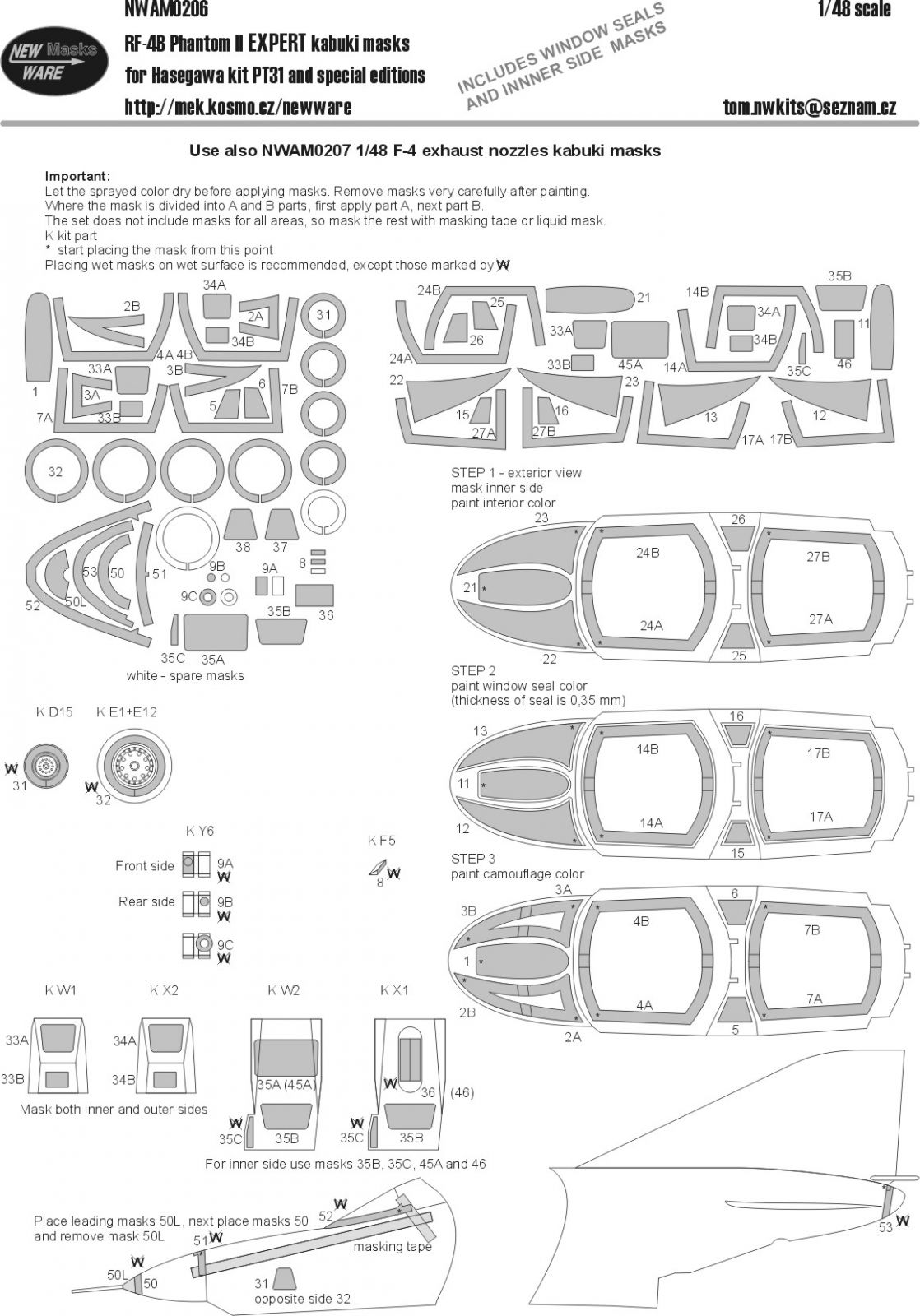 1 48 Rf 4b Phantom Ii Expert Kabuki Masks