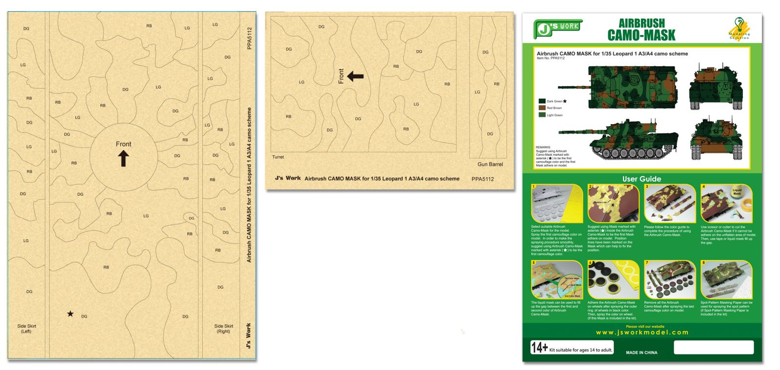 Airbrush CAMO-MASK for 1/35 Chieftain Mk.11 Scheme 2, J's Work PPA5157