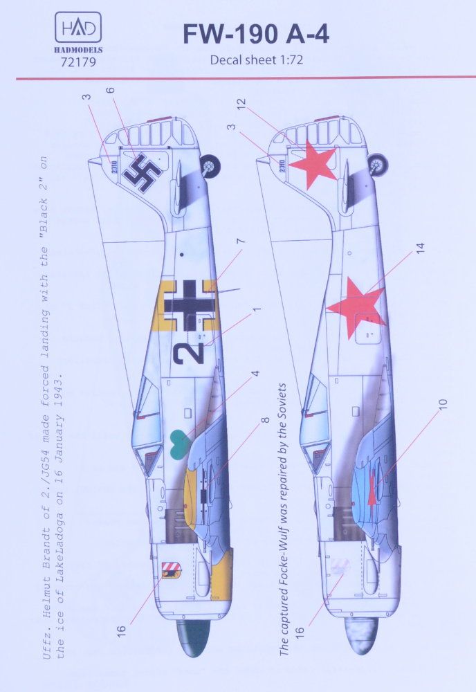 1 72 Decal Focke Wulf Fw 190 A 4 2x Camo