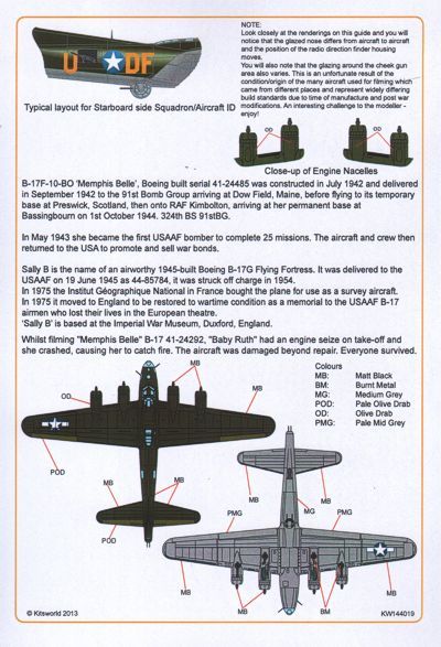 1:144 B-17F/G Scale Decal Sheet